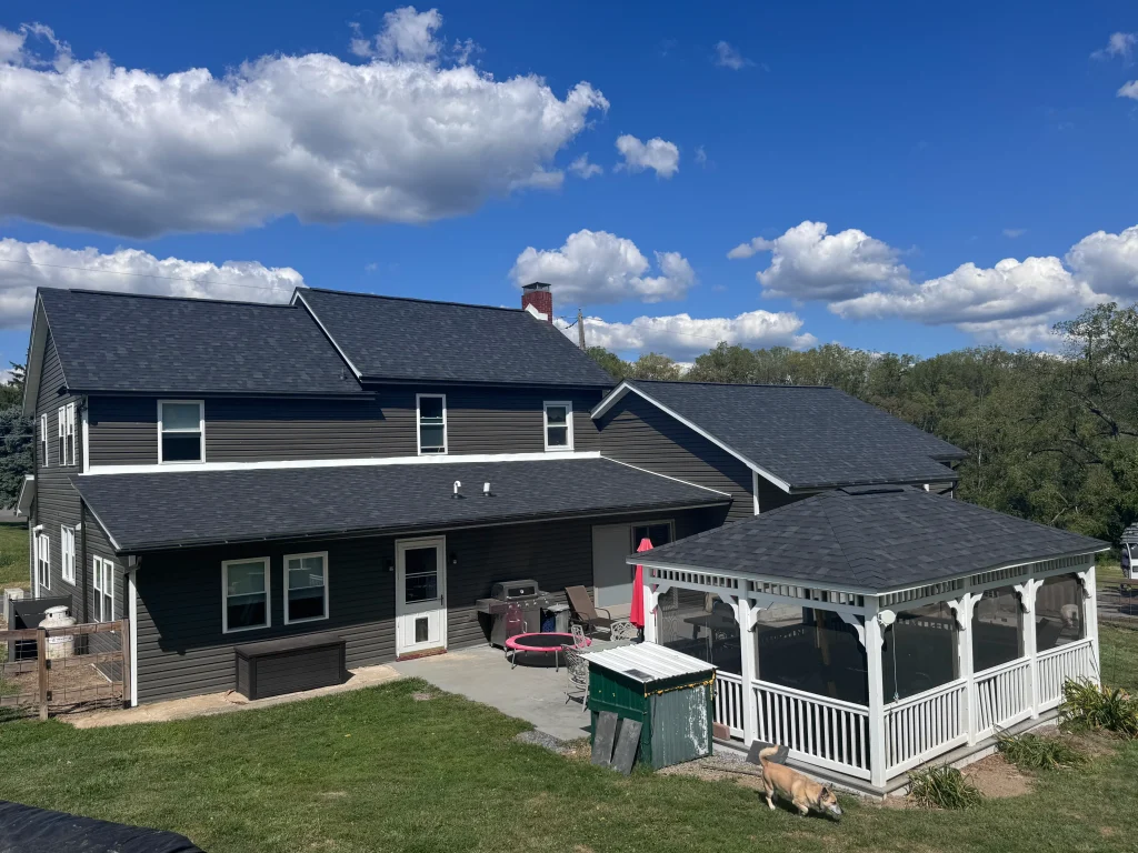 Newly installed asphalt shingle roof on a residential home.